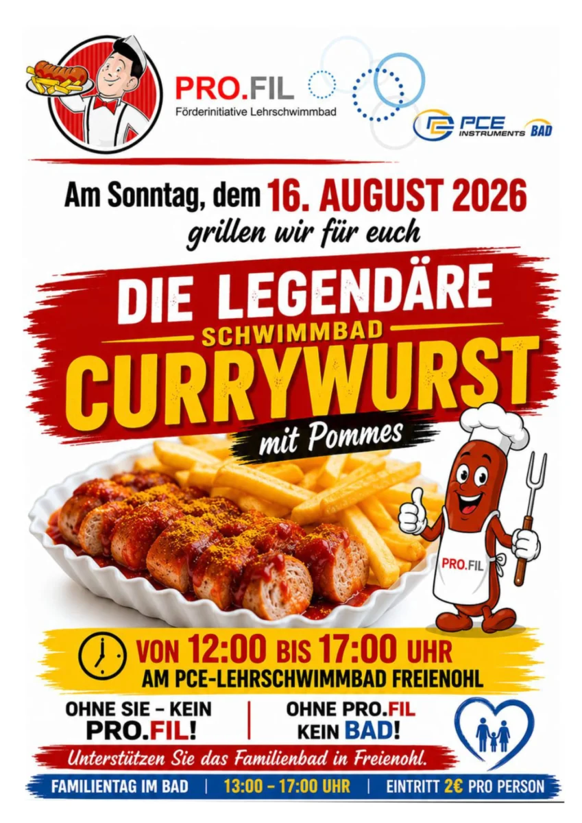 Legendäre Schwimmbad Currywurst am PCE Bad in Freienohl