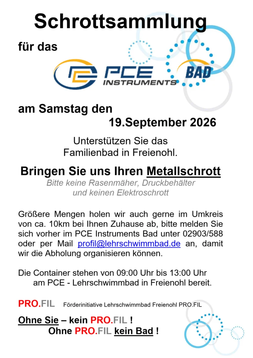 PRO.FIL Schrottaktion am PCE Bad Freienohl am 19.09.2026